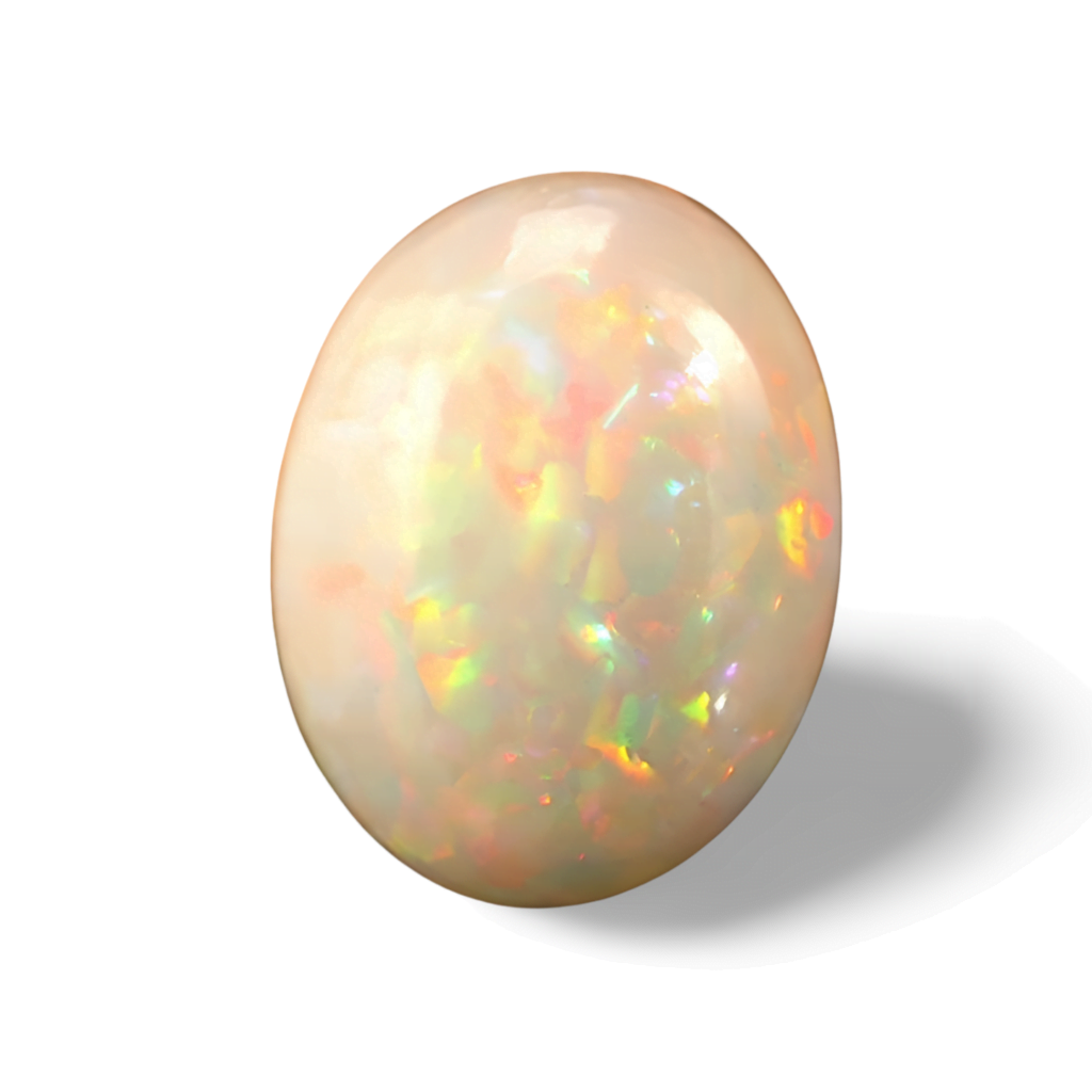 Opale Blanche Cabochon Ovale 14 carat