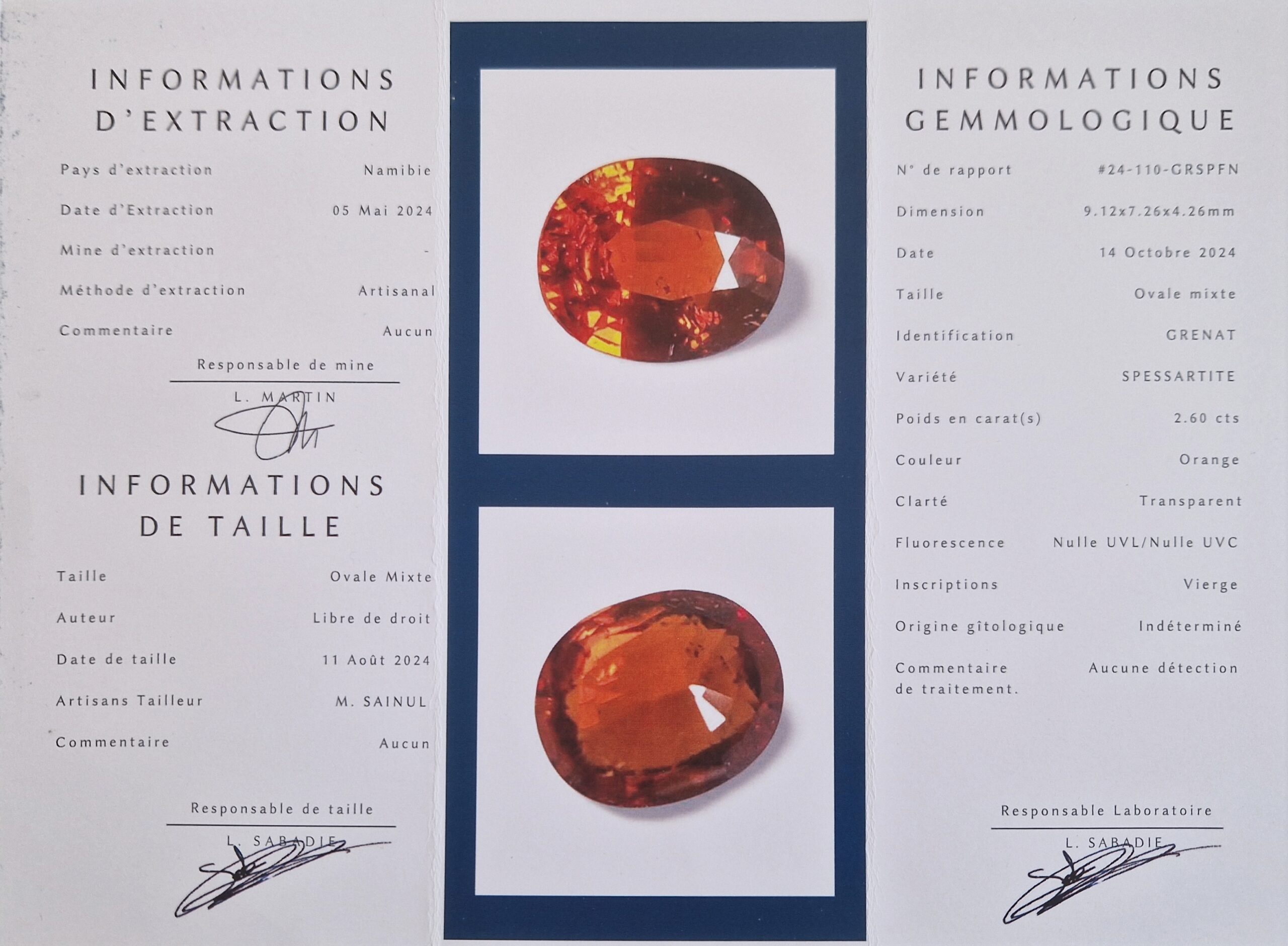 - Grenat Spessartite de Namibie — 2,60 cts (Taille "Ovale Mixte") – Image 5
