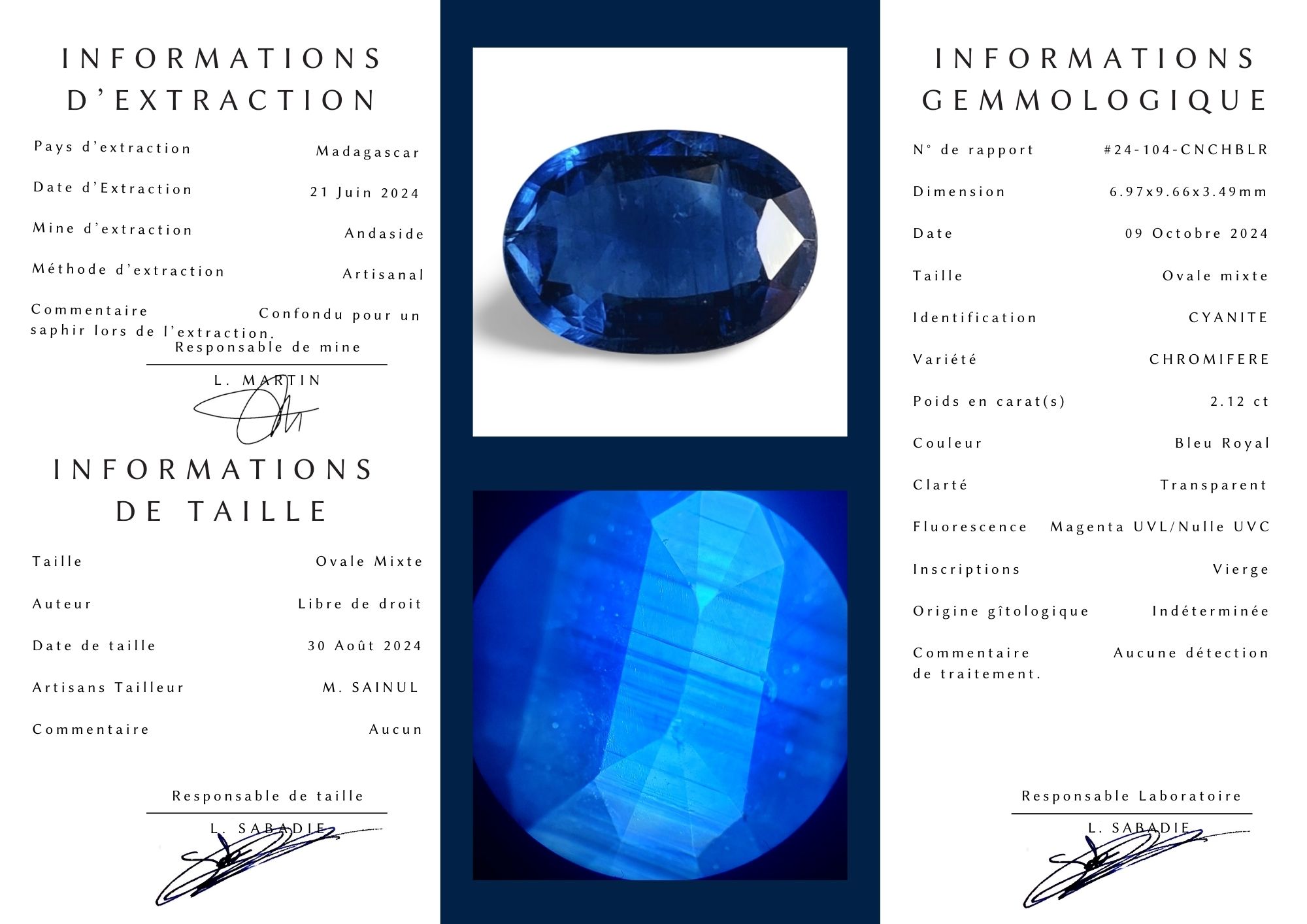 - Cyanite Chromifère de Madagascar — 2.12 cts (Taille "Ovale Mixte") – Image 7