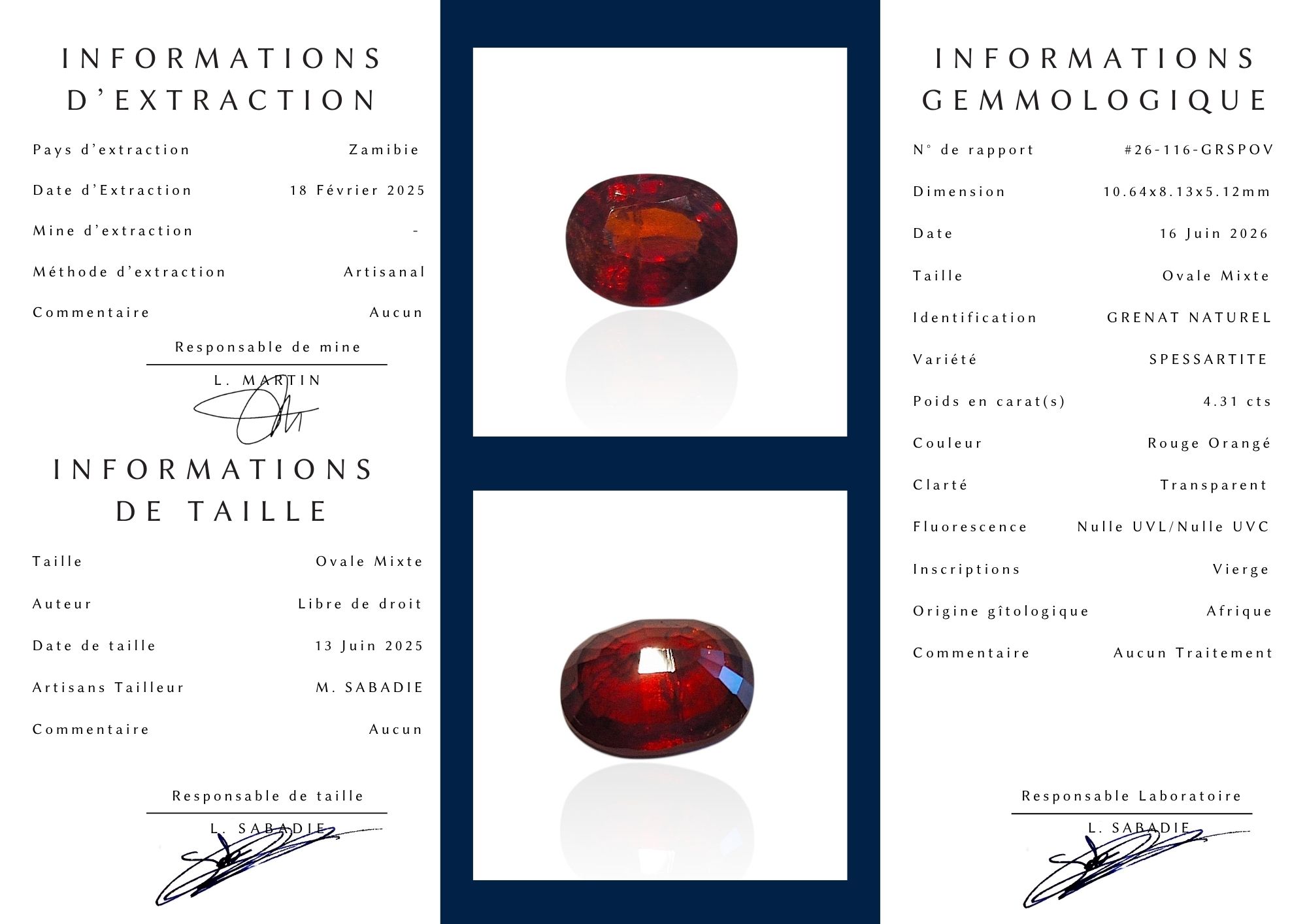 - Grenat Spessartite d’Afrique — 4,31 cts (Taille “Ovale Mixte” — Éclat de Rouge Orangé) – Image 9