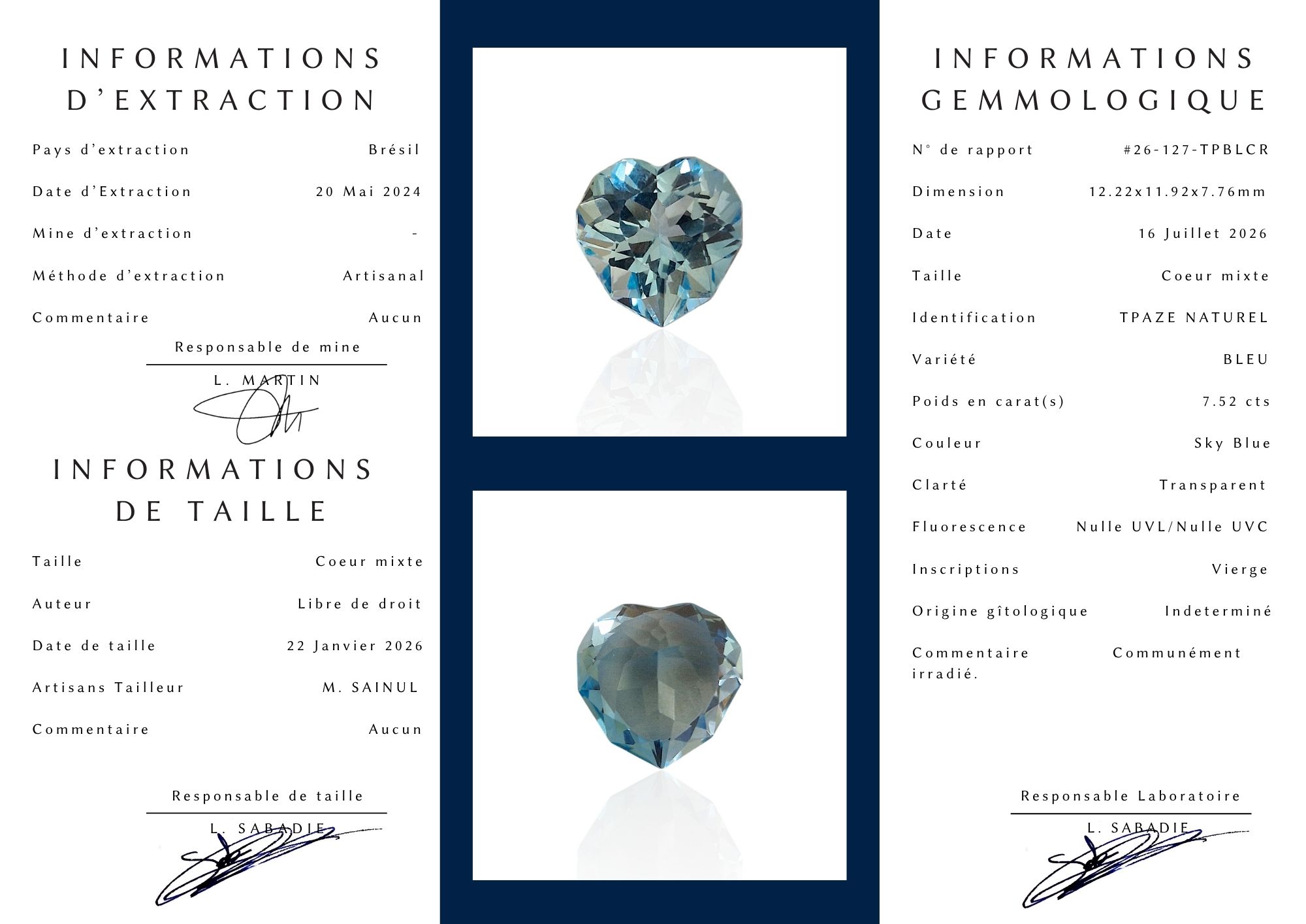 - Topaze Bleue du Brésil — 7,52 cts (Taille « Cœur Mixte » — Couleur Sky Blue) – Image 7